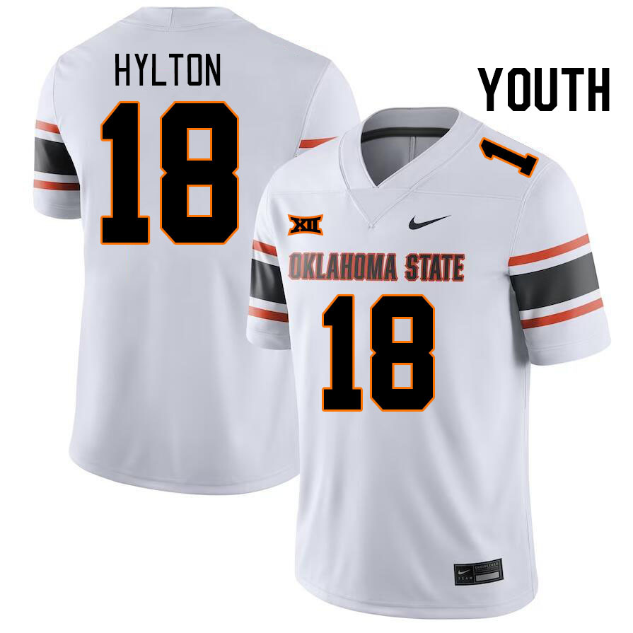 Youth #18 Kobe Hylton Oklahoma State Cowboys College Football Jerseys Stitched-White